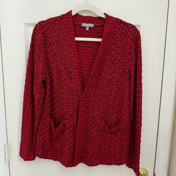 Habitat Clothes to Live In Honeycomb Texture Cardigan Size Small Red Black - Picture 1 of 4